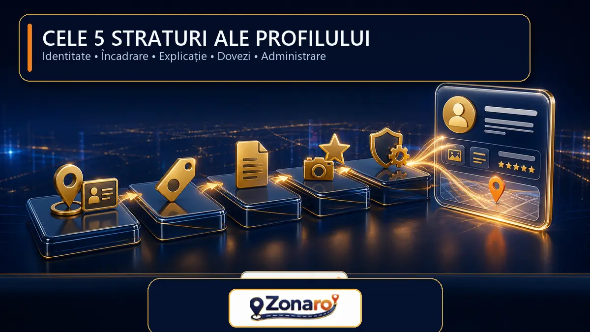 Cele cinci straturi ale unui profil de firmă util: identitate, încadrare, explicație, dovezi și administrare