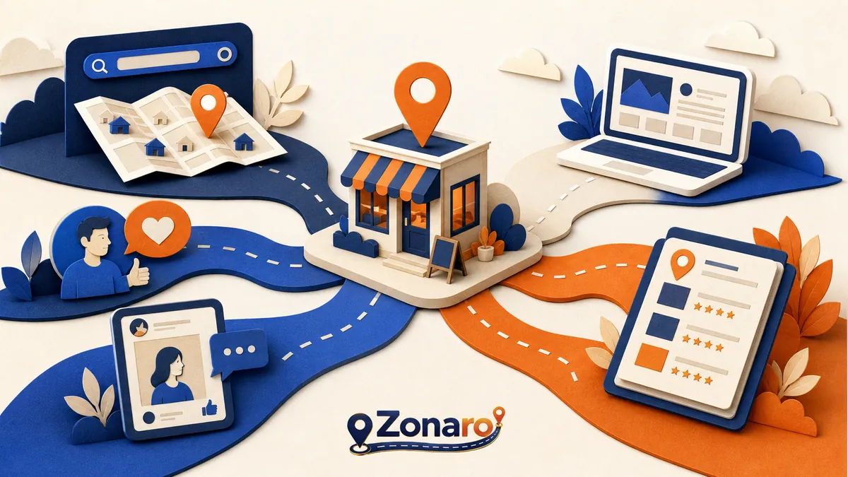 Mai multe căi online prin care clienții pot descoperi o firmă locală