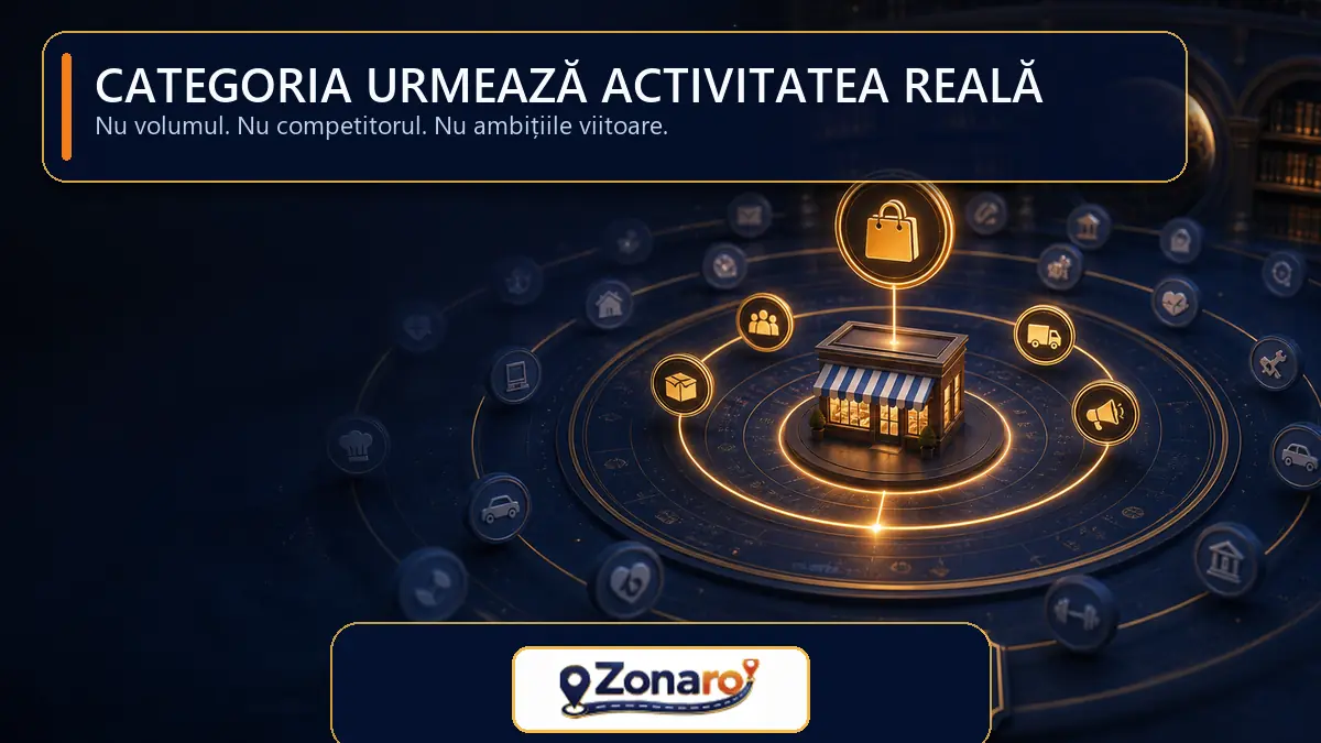 Alegerea categoriei principale în funcție de activitatea reală a firmei
