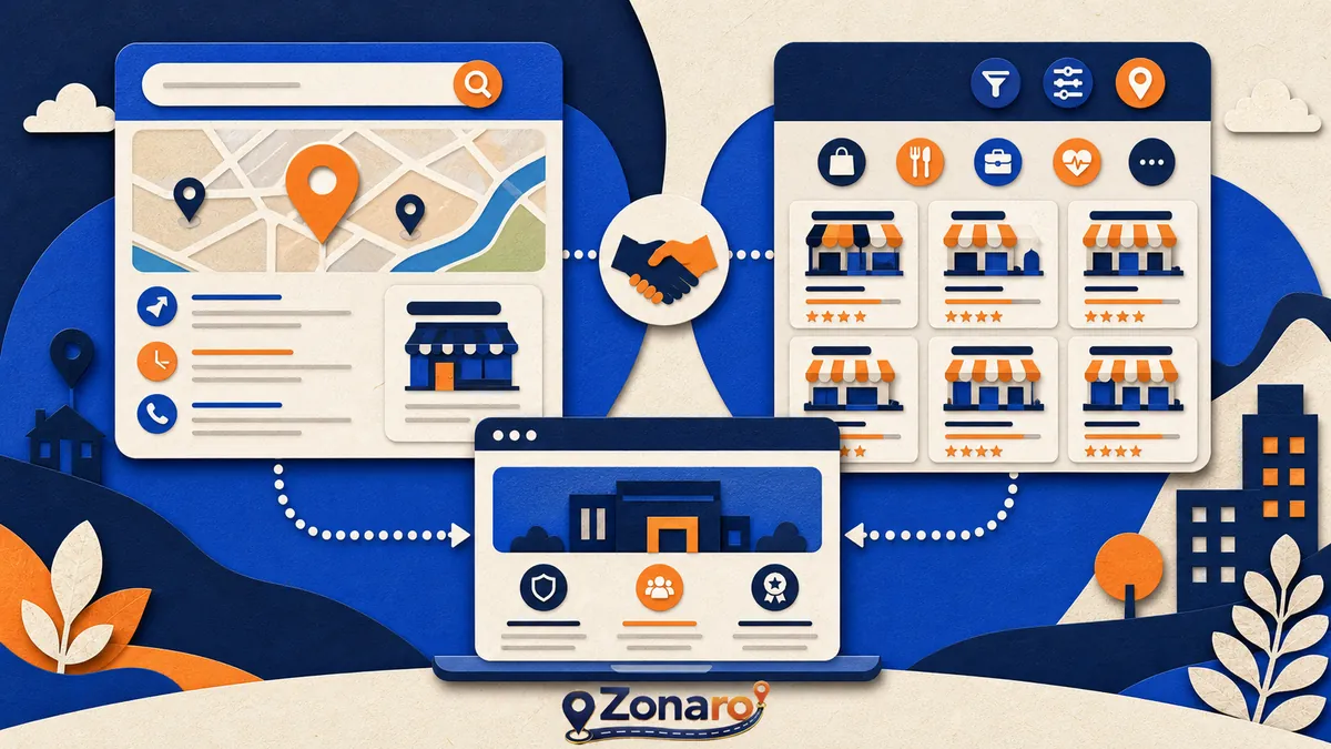 Comparație între profilul din Search și Maps și un director online de firme